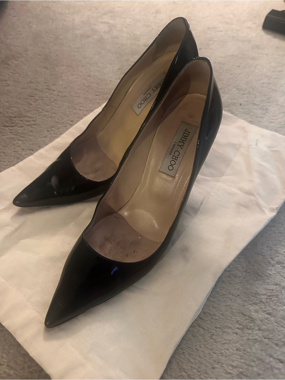 Jimmy Choo Women's Abel Black Patent Pointed-Toe Pumps size 40.5